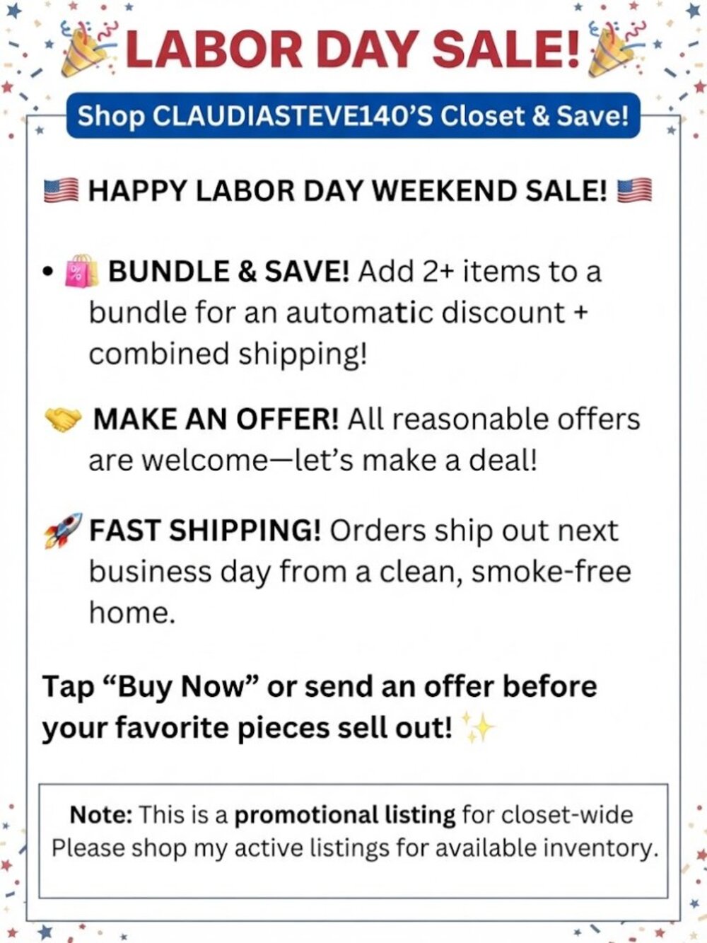 🎉 Labor Day Sale! Shop My Closet & Save! 🎉